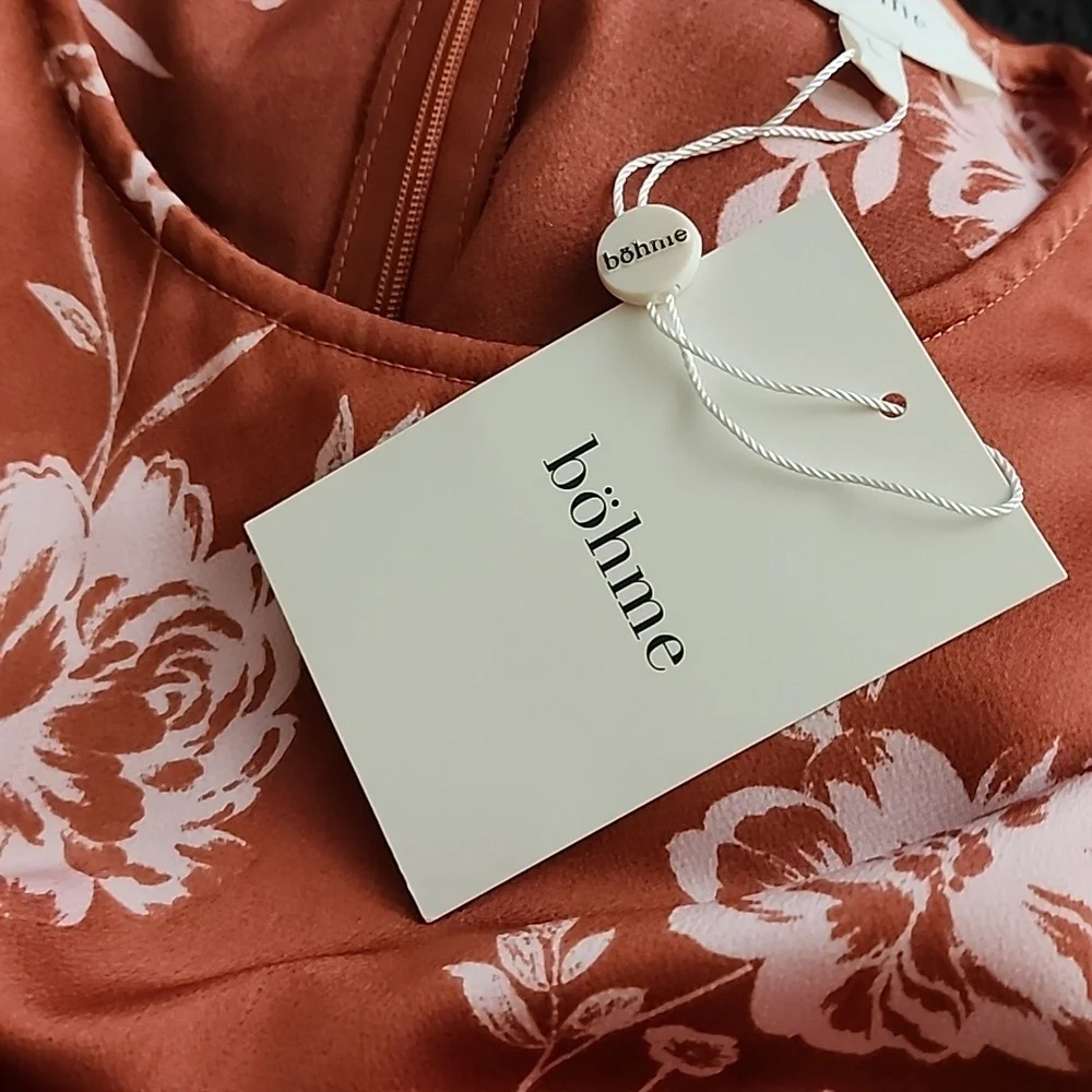 New bohme Rust Floral Maxi Dress, NWT, Size Large - Picture 7 of 11